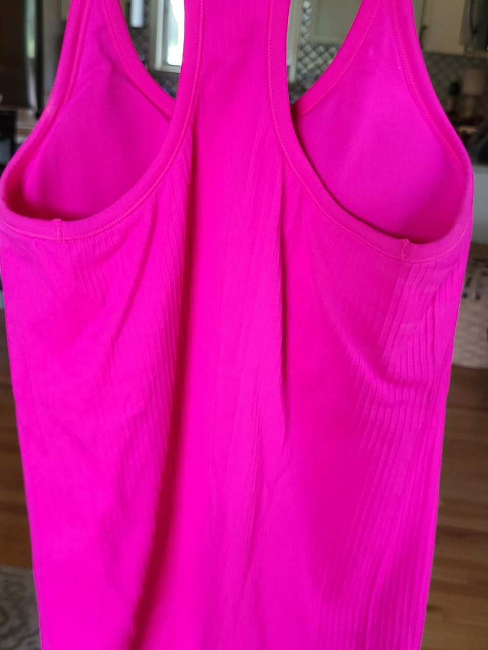 Women’s Hot Pink Ribbed Tank Top - Picture 3 of 3